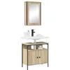 Image de vidaXL Ensemble de mobilier de Salle de Bain avec étagère 2 pcs Marron, Ensemble de Meubles de Salle de Bain Moderne, étagères rectangulaires, Miroir élégant, Rangement Pratique, Gain de Place !