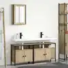 Image de vidaXL Ensemble de mobilier de salle de bain avec étagère 3 pcs Marron