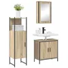 Image de vidaXL Ensemble de mobilier de Salle de Bain avec étagère 3 pcs Marron, Meuble de Salle de Bain, Cabinet rectangulaire Moderne pour Un Rangement Durable, Un Organisateur Pratique