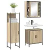 Image de vidaXL Ensemble de mobilier de Salle de Bain avec étagère 3 pcs Marron, Organisation de Salle de Bain, Meuble de Rangement Moderne, Ensemble lavabo rectangulaire, déco stylée.