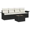Image de vidaXL Ensemble de Canapés avec Coussin 5 pcs Noir polyrotin, Ensemble de canapés de Jardin, modulable, léger, résistant aux UV, Parfait pour l'extérieur et Le Rangement