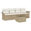 Image de vidaXL Ensemble de Canapés avec Coussin 5 pcs Beige polyrotin, Ensemble de canapés de Jardin, modulable, léger, résistant aux UV, Parfait pour l'extérieur et Le Rangement