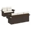 Image de vidaXL Ensemble de Canapés avec Coussin 6 pcs Marron polyrotin, Canapé de Jardin et terrasse, Meuble Modular en rotin, Salon léger, résistant aux UV, Rangement intégré