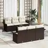 Image de vidaXL Ensemble de canapé de jardin 7 pcs Marron polyrotin