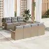 Image de vidaXL Ensemble de canapé de jardin avec coussin 8 pcs Beige polyrotin
