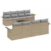 Image de vidaXL Ensemble de canapé de Jardin 9 pc Beige polyrotin
