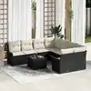 Image de vidaXL Ensemble de canapé de jardin 9 pcs Noir Poly rotin