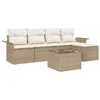 Image de vidaXL Canapé d’extérieur 6 pc Beige polyrotin