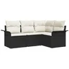 Image de vidaXL Ensemble de canapé de Jardin avec Coussin 4 pcs Noir polyrotin, Ensemble canapés modulaires, mobilier d'extérieur léger et résistant aux UV, assises élégantes avec Rangement