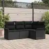 Image de vidaXL Ensemble de canapé de jardin avec coussin 4 pcs Noir polyrotin
