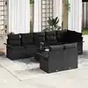 Image de vidaXL Ensemble de canapé de jardin avec coussin 9 pcs Noir Poly rotin