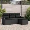 Image de vidaXL Ensemble de canapé de jardin avec coussin 4 pcs Noir polyrotin