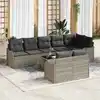 Image de vidaXL Ensemble de canapé de jardin 9 pcs Gris clair polyrotin
