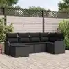 Image de vidaXL Ensemble de canapé de jardin 6 pcs Noir polyrotin