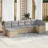 Image de vidaXL Ensemble de canapé de jardin 7 pcs Beige polyrotin