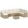 Image de vidaXL Ensemble de canapé de Jardin 9 pcs Beige Poly rotin, Ensemble de Salon rectangulaire pour Jardin, mobilier Patio modulaire, léger et résistant aux UV