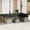 Image de vidaXL Ensemble de canapé de jardin 10 pcs Gris clair polyrotin