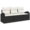 Image de vidaXL Ensemble de canapé de Jardin avec Coussin 3 pcs Noir Poly rotin, Canapé de Jardin Moderne, léger, résistant aux UV, Rectangle, Durable, Design modulaire pour extérieur, mobilier terrasse