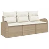 Image de Ensemble de canapé de jardin 3 pièces avec coussins Beige Rattan synthétique