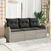 Image de vidaXL Ensemble de canapé de jardin 3 pcs Gris clair Poly rotin