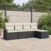 Image de vidaXL Ensemble de canapé de jardin 5 pcs Noir polyrotin