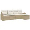 Image de Ensemble de Canapés de Jardin 5 Pièces avec Coussins Beige Poly Rotin