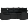 Image de vidaXL Ensemble de canapé de Jardin 4 pcs Noir polyrotin, Salon de Jardin modulaire, canapé en rotin rectangulaire, mobilier léger, résistant aux UV