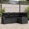 Image de vidaXL Ensemble de canapé de jardin 4 pcs Noir polyrotin