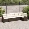 Image de vidaXL Ensemble de canapé de jardin 6 pcs Marron Poly rotin
