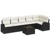 Image de vidaXL Ensemble de canapé de Jardin avec Coussin 7 pcs Noir Poly rotin, Salon de Jardin et terrasse, Moderne, résistant aux UV, léger, en résine tressée, Design modulable