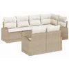Image de Ensemble de canapés de jardin de 7 pièces avec coussins beige en poly rotin