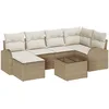 Image de vidaXL Ensemble de canapé de Jardin 7 pcs Beige polyrotin, Canapé de Jardin et terrasse, Design Moderne, matériaux résistants aux UV, léger, Parfait pour l'extérieur