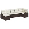 Image de vidaXL Ensemble de canapé de Jardin 7 pcs Marron Poly rotin, Salon de Jardin et terrasse, Ensemble canapés en rotin Moderne, mobilier Lounge décontracté pour se détendre