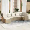 Image de vidaXL Ensemble de canapé de jardin 7 pcs Beige Poly rotin