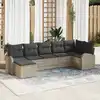 Image de vidaXL Ensemble de canapé de jardin 7 pcs Gris clair Poly Rattan