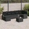 Image de vidaXL Ensemble de canapé de jardin avec coussin 8 pcs Noir Poly rotin