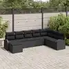 Image de vidaXL Ensemble de canapé de jardin 8 pcs Noir Poly Rattan