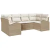 Image de vidaXL Ensemble de canapé de Jardin 6 pcs Beige Poly Rattan, Ensemble de Jardin et terrasse, canapé modulaire, mobilier de Patio, Coin détente pour l'été