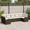 Image de vidaXL Ensemble de canapé de jardin 7 pcs Marron Poly Rattan