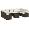 Image de vidaXL Ensemble de Canapés avec Coussin 10 pcs Marron Poly Rattan, Canapé de Jardin et terrasse, modularité rectangulaire, Coussins Confortables, résistant aux UV et intempéries