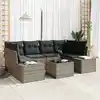Image de vidaXL Ensemble de canapé de jardin avec coussin 7 pcs Gris polyrotin
