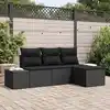Image de vidaXL Ensemble de canapé de jardin avec coussin 4 pcs Noir polyrotin
