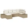 Image de Ensemble de canapé de jardin 6 pièces avec coussins Rattan poly beige