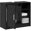 Image de vidaXL Cabinet de Lavabo Chêne Noir 63 x 29 x 55 cm Bois d'ingénierie, Rangement Salle de Bain, Armoire Rustique, Évier Rectangulaire, Organisateur Chic en Bois