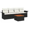 Image de vidaXL Ensemble de canapé de Jardin avec Coussin 5 pcs Noir polyrotin, Ensemble de Salon extérieur Moderne, Durable, léger, résistant aux UV, en Poly rotin, assises modulables pour Jardin