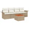 Image de vidaXL Ensemble de canapé de Jardin avec Coussin 5 pcs Beige polyrotin, Canapé d'extérieur Moderne, léger et Durable, résistant UV, Ensemble Lounge pour Patio, Meuble en rotin