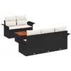 Image de vidaXL Ensemble de canapé de Jardin avec Coussin 6 pcs Noir polyrotin, Canape d'extérieur en Acacia, Meuble Patio Moderne, sièges résistants aux UV, Jardin Durable, rotin