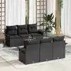 Image de vidaXL Ensemble de canapé de jardin avec coussin 7 pcs Noir polyrotin