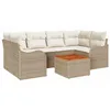 Image de vidaXL Ensemble de canapé de Jardin 7 pcs Beige Poly rotin, Canapé de Jardin Chic, Meuble modulaire en Acacia, Salon Confortable, résistant aux intempéries et UV