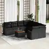 Image de vidaXL Ensemble de canapé de jardin avec coussin 9 pcs Noir polyrotin
